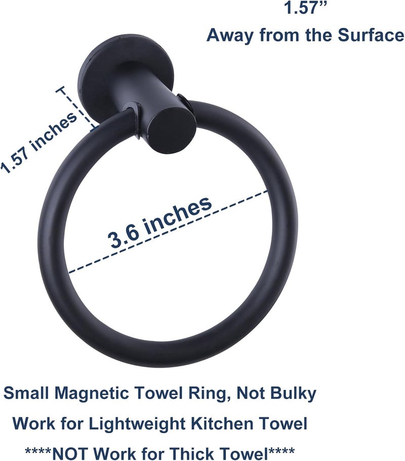 LEVOSHUA Magnetic Towel Holder for Refrigerator, Magnet Towel Ring Hand Towel Bar Hook Hanger for Fridge, Kitchen Dishwasher, Stove, Oven, Sink, Laundry Washer, Dryer, Black - Image 5